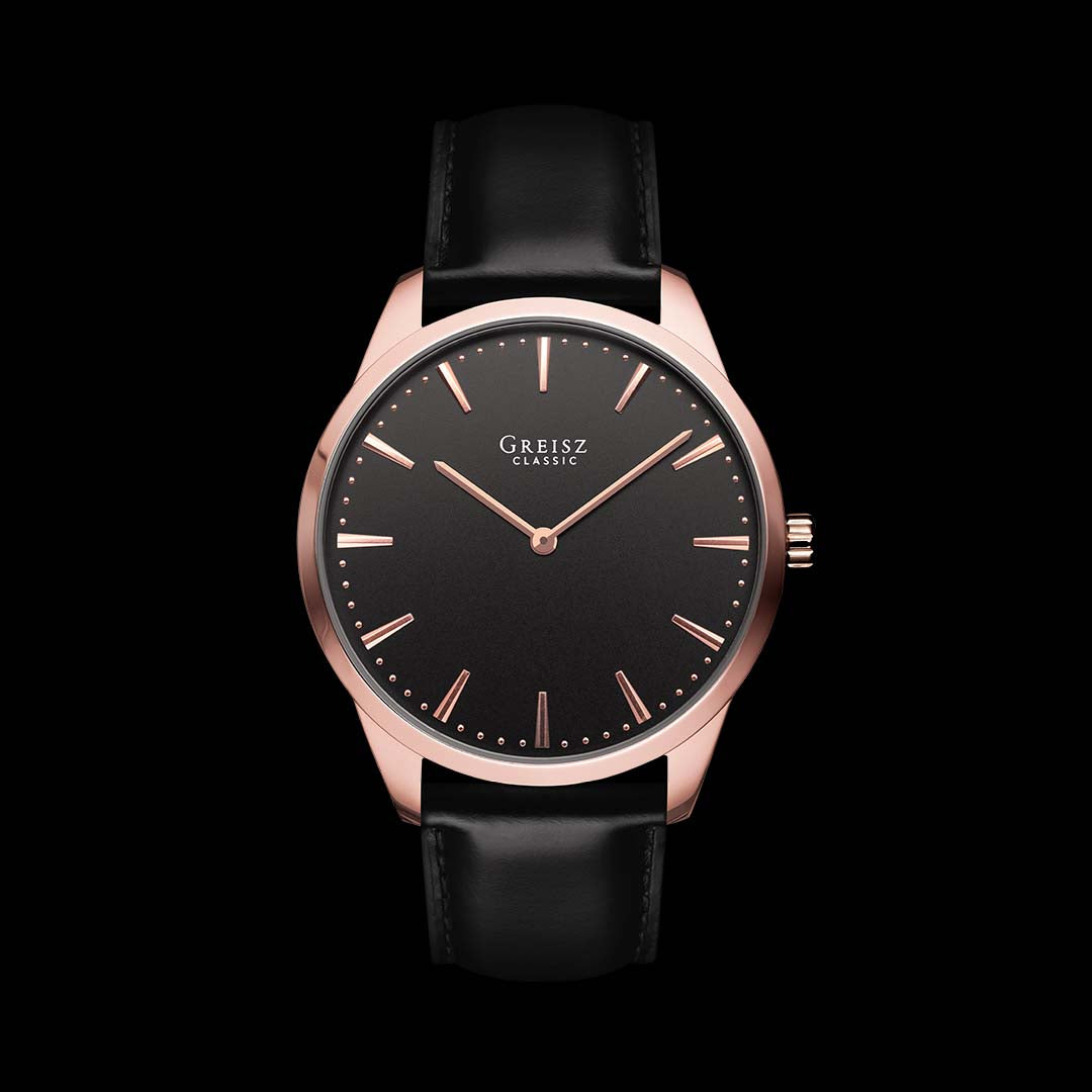 Snygg klocka i roséguld och svart urtavla i 36mm - BaraBand.se