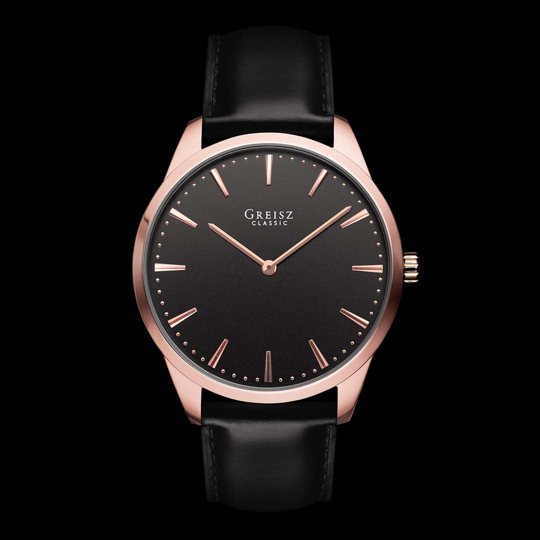 Tuff klocka i roséguld och svart urtavla från GREISZ 40mm
